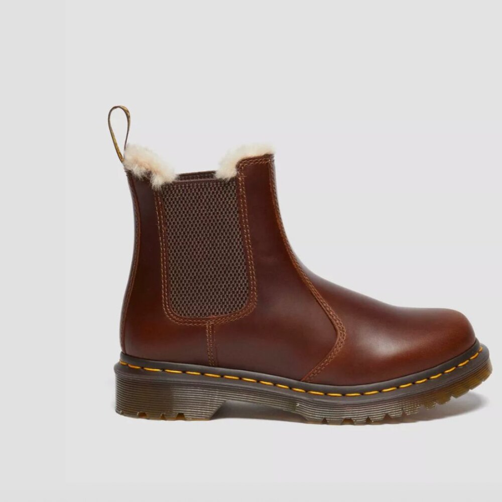 Dr. Martens Leonore 2976 Women's Faux Fur Lined Chelsea Boots Brown Sz 9 (used) - Picture 3 of 10